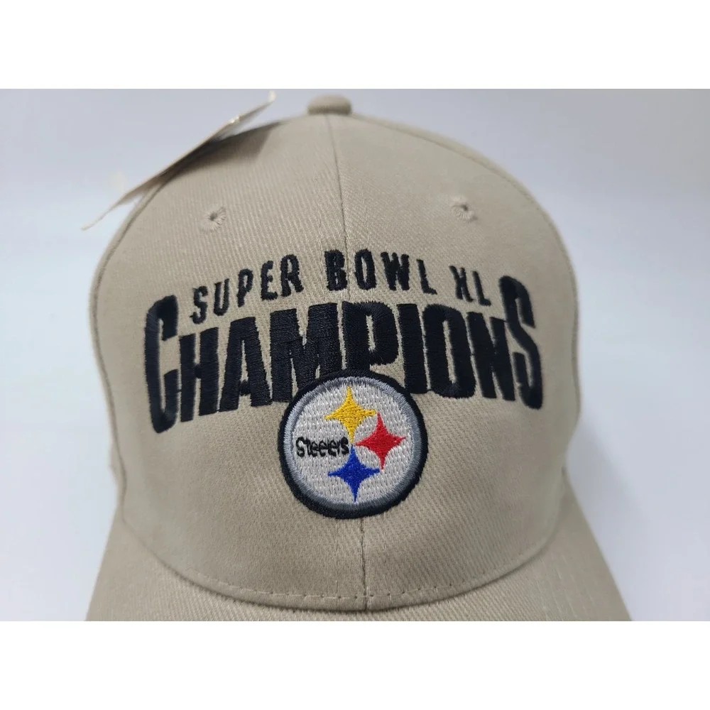 Vintage Pittsburgh Steelers Super Bowl XL Champions Strapback Hat Cap NFL‎ Beige